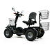 The Green Transporter Cheeta Ninja All-Terrain HD Scooter Golf Cart is a four-wheeled electric scooter with large tires, padded seat and armrests, rear-view mirrors, handlebar controls, and front and rear wire baskets on a white background.