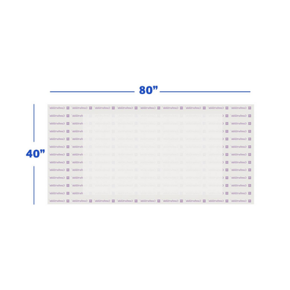 A rectangular white backdrop with repeating TableThrowz logos (80 x 40) features blue dimension lines—perfect for displaying Medline ComfortGlide Drypad Underpads - XL and highlighting skin integrity benefits.