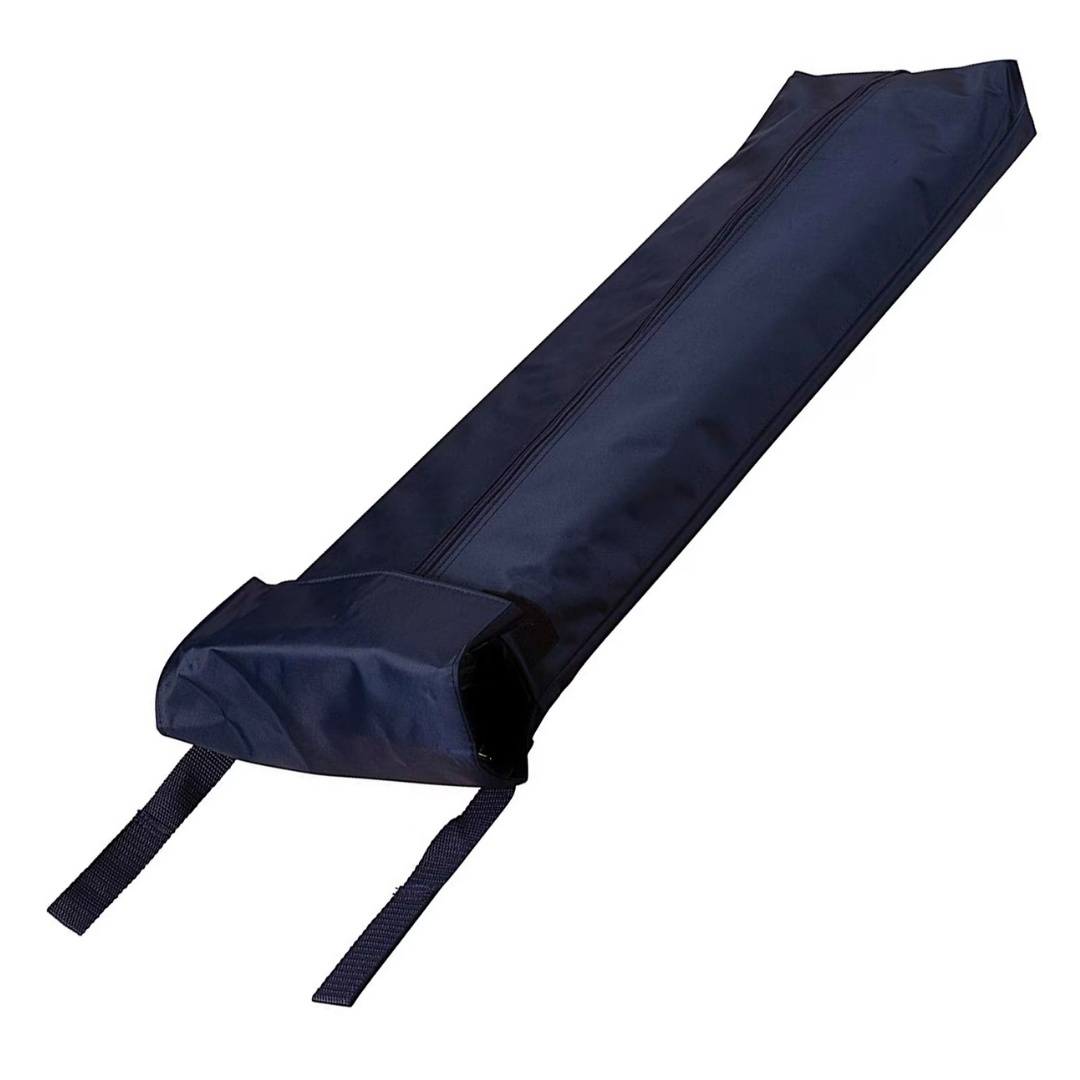 A dark blue zippered bag with two carrying straps, designed for DMI® Retractable Lightweight Portable Wheelchair Ramps, is shown against a white background.