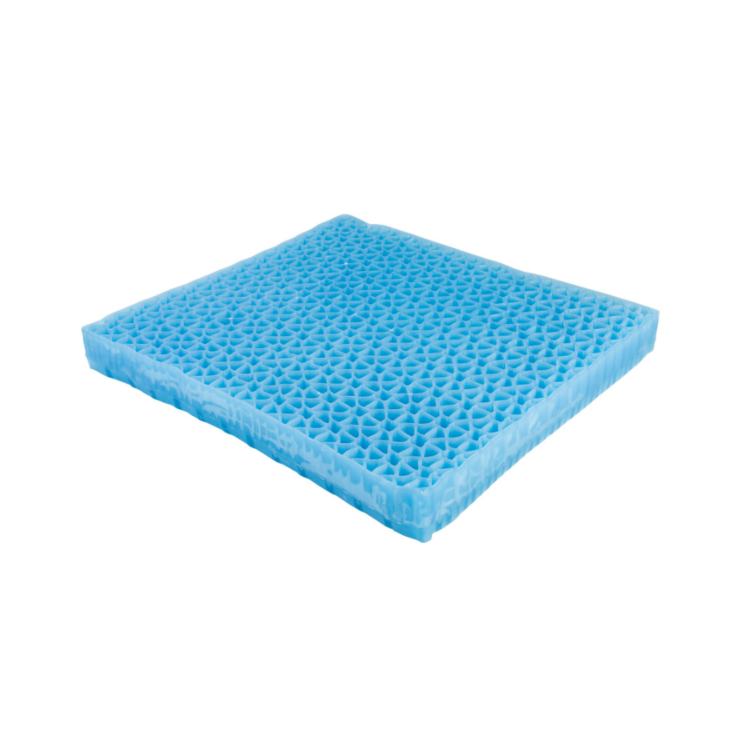 A Drive DualEase™ Gel Cushion – All Purpose Portable Cushion in blue, featuring a square, reversible design with a honeycomb pattern, displayed on a white background.