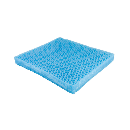 A Drive DualEase™ Gel Cushion – All Purpose Portable Cushion in blue, featuring a square, reversible design with a honeycomb pattern, displayed on a white background.