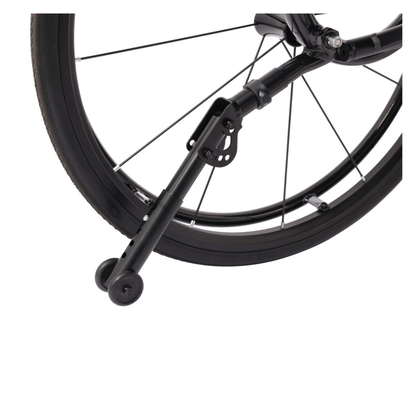 Close-up of a bicycle rear wheel with a black training wheel against a white background—reminiscent of the sleek style of Drive Nitro Cruise Wheelchairs | Ultralight & Portable.