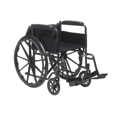The Drive Silver Sport Portable Wheelchairs feature large rear wheels, small front wheels, footrests, and armrests in a classic black design—perfect for inclusion in a product specifications table.