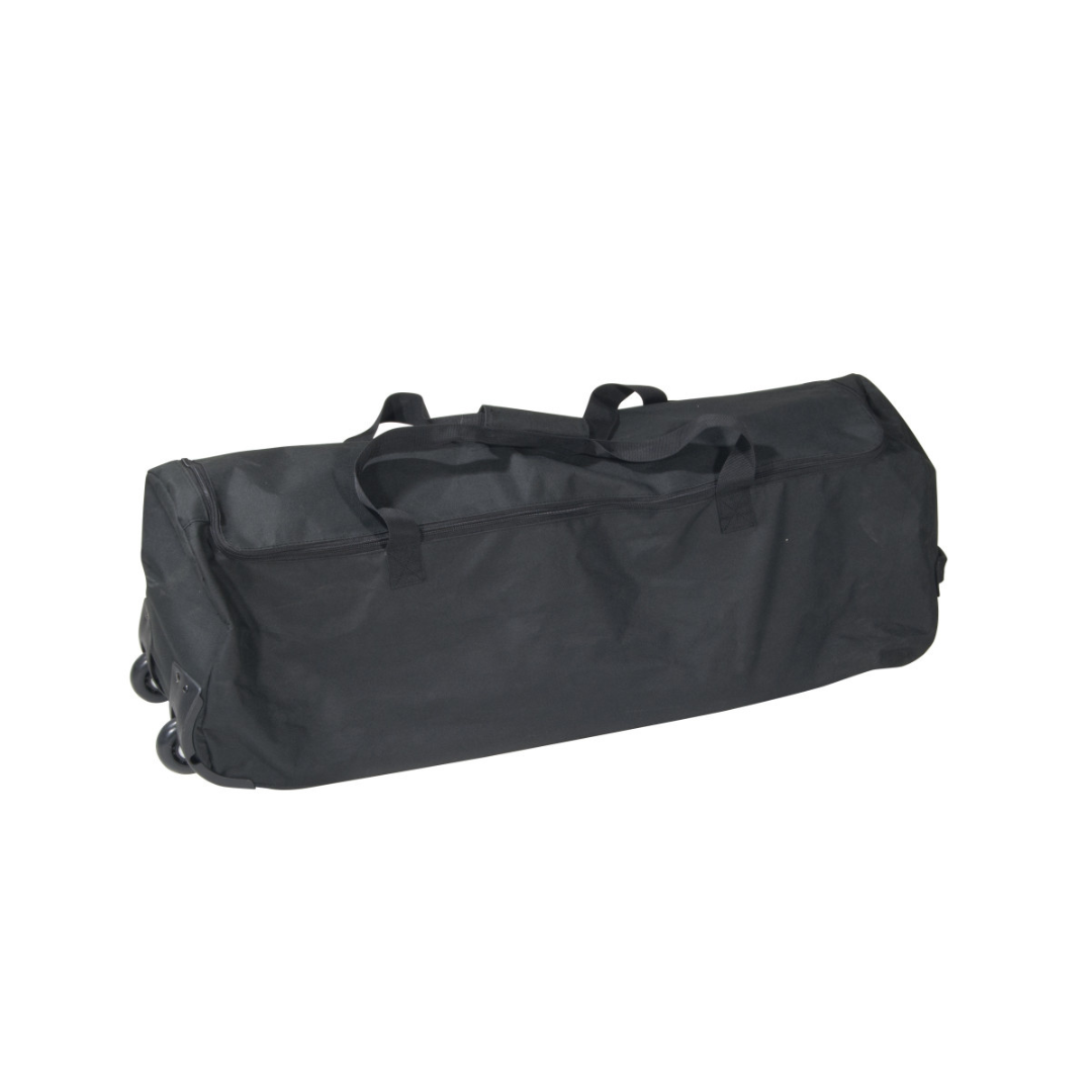The Drive Travelite Transport Chair comes with an ultra-compact, rolling black travel bag with two carrying handles, perfect for storage and easy transport, shown on a plain white background.