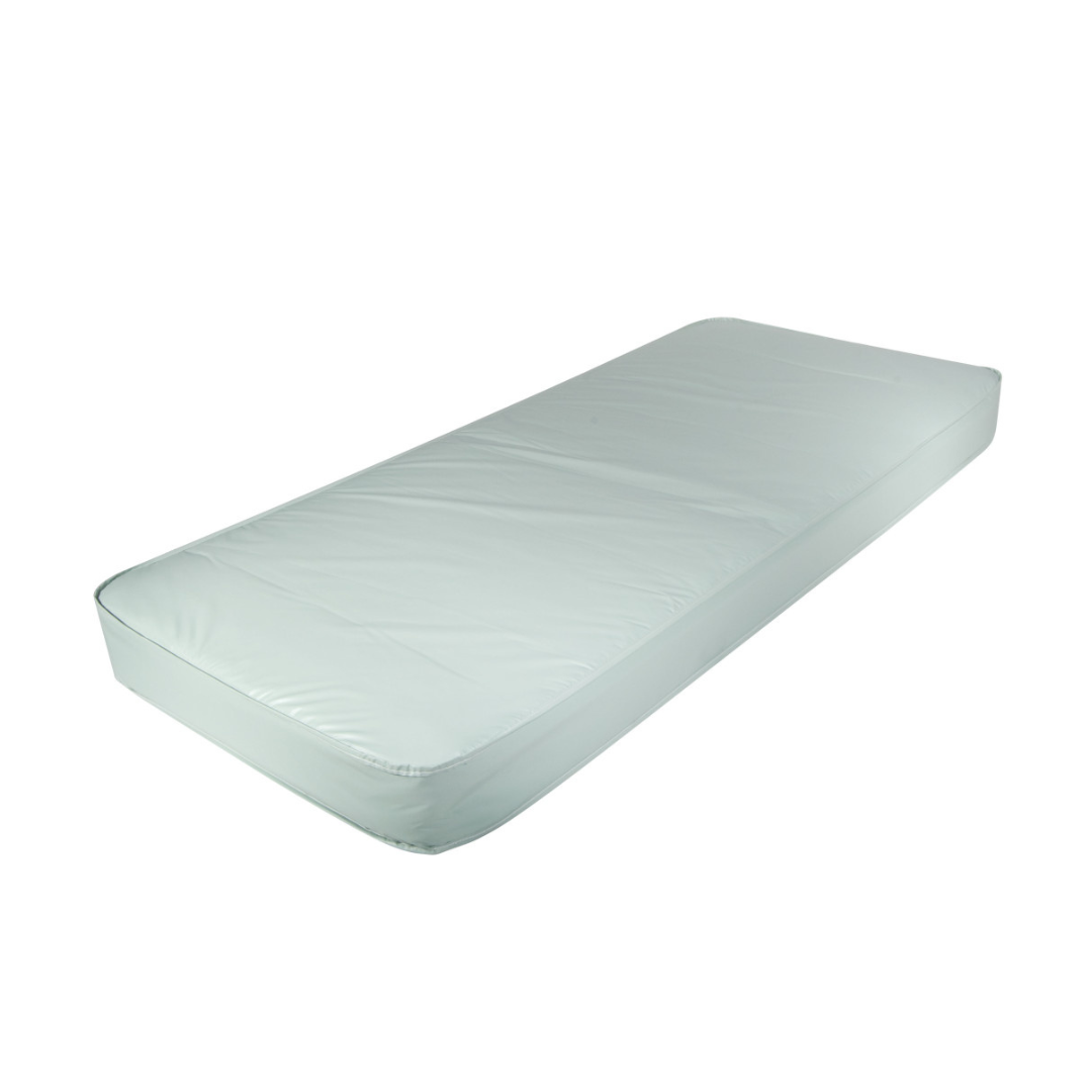 The Drive Innerspring Mattress - High-Density is rectangular, plain, and covered with a fitted white sheet, shown against a white background.