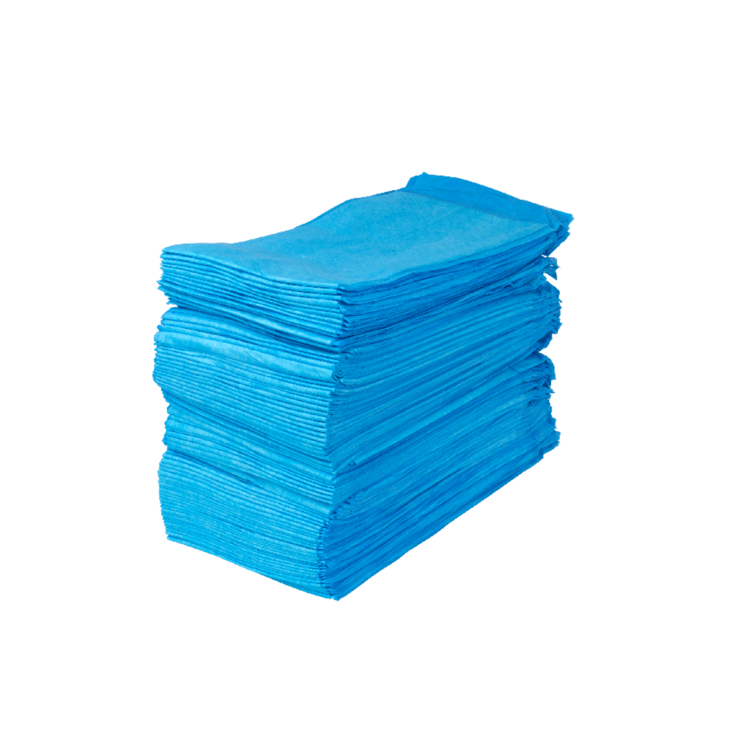 A stack of neatly folded Dynarex Disposable Underpads on a white background highlights their premium quality and reliable protection.