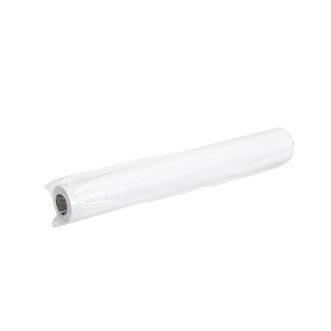A roll of Dynarex Exam Table Paper, partially unrolled against a white background, highlights its use as a protective barrier for medical exam tables.