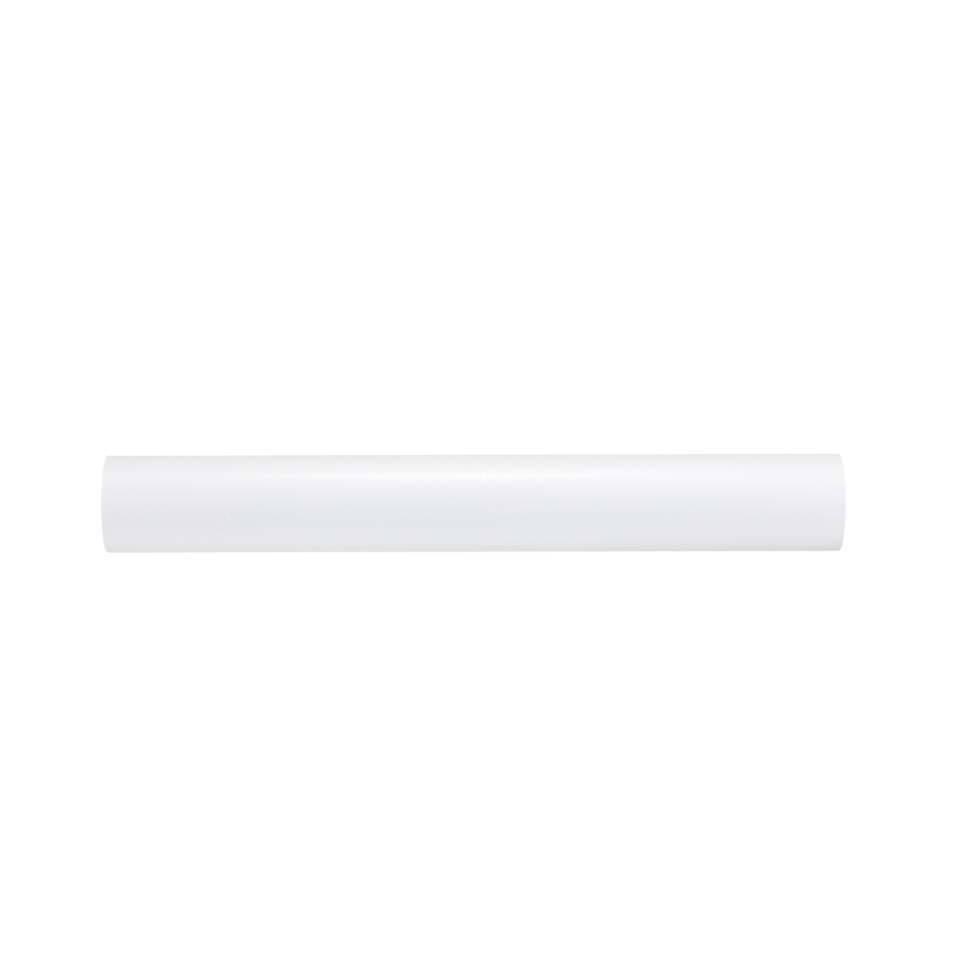 A roll of Dynarex Exam Table Paper, plain white and cylindrical, is shown horizontally centered on a white background and may serve as a protective barrier for exam surfaces.