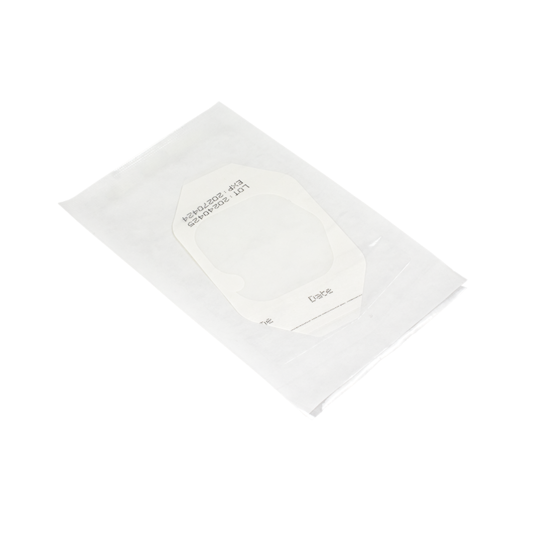 The Dynarex Transparent Film Dressing Frame Style is a sterile adhesive bandage with printed instructions and labeling on the packaging, shown on a white background—ideal for wound protection or use as a catheter site dressing.