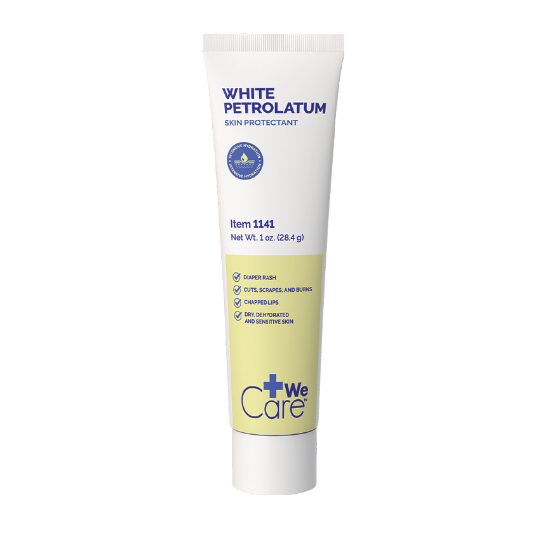 A 1 oz (28.4g) tube of Dynarex White Petrolatum – Petroleum Jelly Skin Protectant soothes diaper rash, cuts, scrapes, burns, sunburn, and helps relieve dry or sensitive skin.