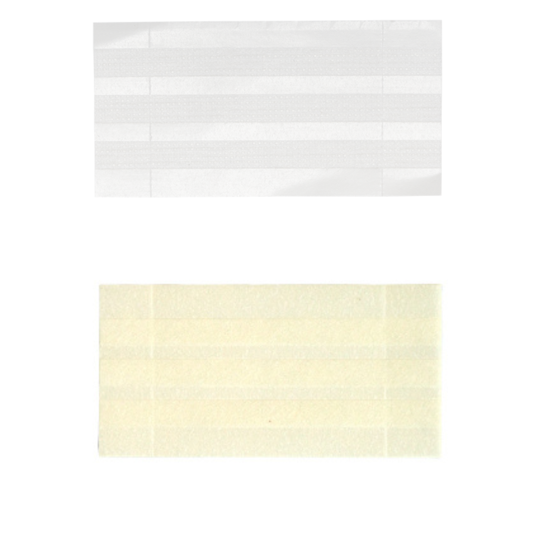 Two rectangular Dynarex Wound Closure Strips - Sterile, one white and one light beige with horizontal lines, are shown on a plain white background as adhesive wound support.