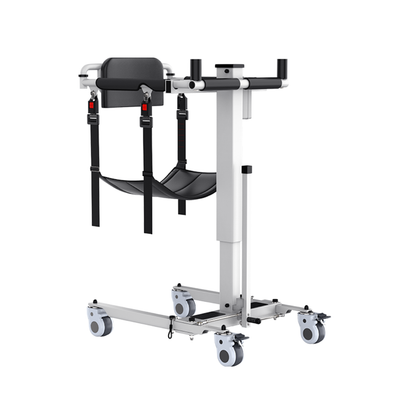 The Electric Folding Patient Transfer Lift | VOCIC AY06 features a padded seat, adjustable straps, convenient handles, and four wheels for enhanced mobility. Designed for safe lifting and transferring of individuals, the VOCIC AY06 lift combines sturdy construction with user-friendly electric controls to ensure comfortable and reliable patient transfers.