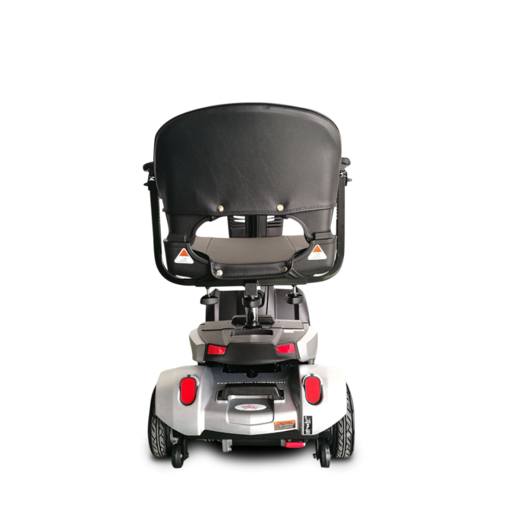 The EV Rider CityCruzer Portable Scooter is shown from the rear, featuring a black seat, red reflectors, and grey base against a plain white background.