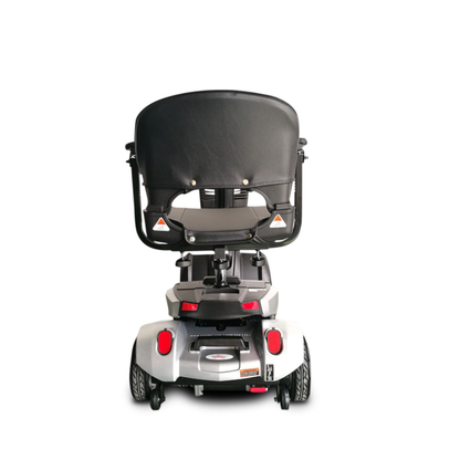 The EV Rider CityCruzer Portable Scooter is shown from the rear, featuring a black seat, red reflectors, and grey base against a plain white background.