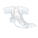 An illustration of the FitRight Unisex Plus Incontinence Briefs reveals layers and sections, highlighting heavy absorbency materials, elastic leg cuffs, and adjustable tab closures to demonstrate its fit and function.