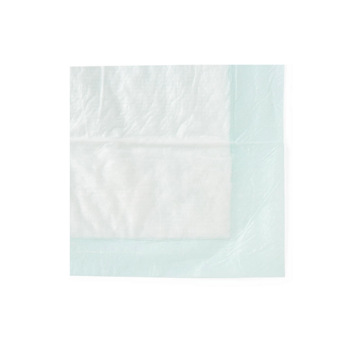 The Medline FitRight Underpads, shown laid flat on a white background, offer moderate or heavy absorbency and odor control with disposable white and light blue pads featuring waterproof backing for medical or pet use.