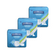 Three packs of FitRight Unisex Extra Adult Pull-Up Underwear, in sizes Medium, Large, and Extra Large, are displayed. Each blue pack has the brand logo, product details, a white diaper image, and a green stripe highlighting odor control and maximum absorbency.