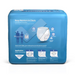 A blue package of FitRight Unisex Super Adult Incontinence Underwear in Size M features product highlights like SensiSoft, MoistureFlext, CleanWick, anti-leak guards, a super absorbent core for extra security, and three-step instructions at the bottom.