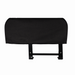 The Flexabed Add-Ons and Accessories feature a black upholstered headboard with a subtle texture, simple rectangular design, and slightly rounded top corners. Its attached to two vertical metal supports against a plain white background.