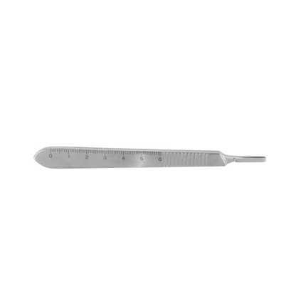 The Medline Fürst Knife Scalpel Handles, made of stainless steel with 0–6 measurement markings, are displayed on a plain white background, emphasizing their durability and precise design.