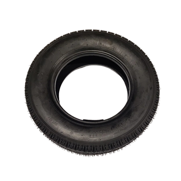 A single GIO Mobility Golf Tire or Wheel Replacement, viewed from above, displays its circular shape and tread pattern—perfect for users needing a golf tire replacement—set against a plain white background.