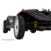 Close-up of a Pride Mobility Go Go® Endurance Li 4-Wheel Scooter, showcasing its Comfort-Trac Suspension and durable wheels. This FDA Class II medical device with a lithium battery highlights design details and endurance.
