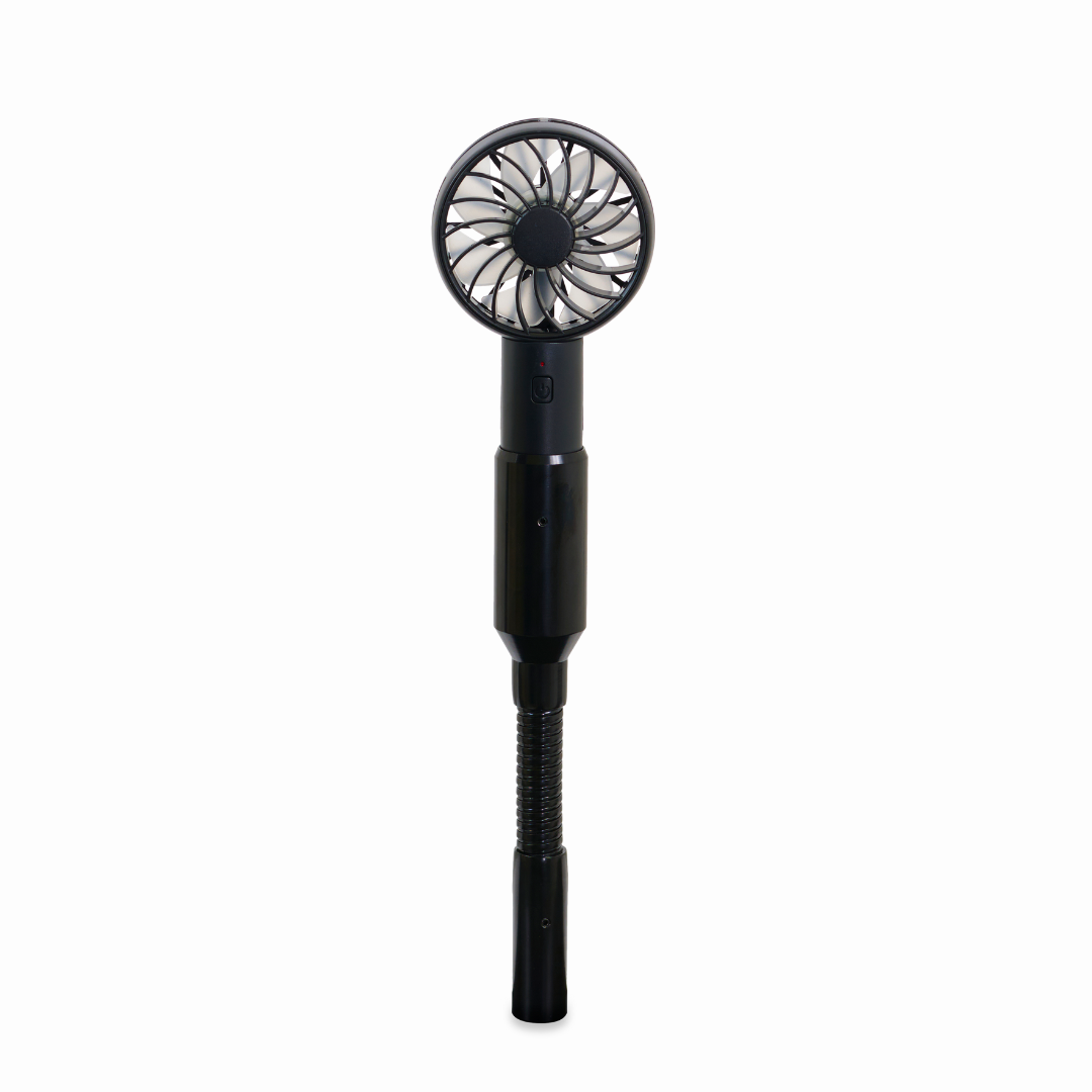 A black handheld fan with a round blade enclosure and extendable handle exemplifies sleek Swedish design for ultimate portability. Featuring a power button under the fan head, it offers easy control wherever you go. Product: Golden Tech Optional Lift Chair Upgrades for the PR511 Recliner.