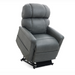 The Golden Tech PR545 Comforter Recliner, a gray high-back chair with MaxiComfort® Positioning, offers ultimate relaxation. It features plush padding, cushioned armrests, a partially raised black base, and soft durable fabric for enhanced comfort.