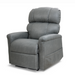 The Golden Tech PR545 Comforter Recliner features advanced Twilight Technology for enhanced comfort, boasting a plush gray finish with a high, cushioned backrest, wide armrests, and an ergonomic design. Its modern style is complemented by lift assist and Zero Gravity features.