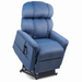 The Golden Tech PR545 Comforter Recliner With Lift Assist, ZG+, and Twilight in blue offers a cushioned design for ultimate relaxation. An attached remote adjusts the positioning, including Zero Gravity+ (ZG+), while a slightly elevated base features a lift mechanism for enhanced comfort.