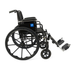 The Medline Lightweight K3 Wheelchair features a black, lightweight frame, large rear and small front wheels, armrests, nylon upholstery, adjustable footrests, and a blue side label. Shown from the side against a white background.