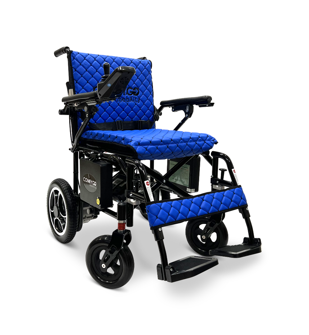 ComfyGo X-7 Lightweight Foldable Electric Wheelchair  - Only 40 lbs Blue