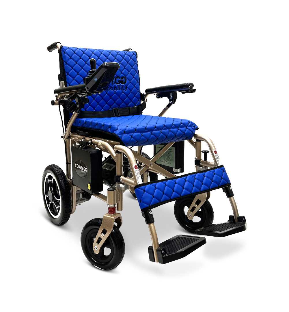 ComfyGo X-7 Lightweight Foldable Electric Wheelchair  - Only 40 lbs Blue