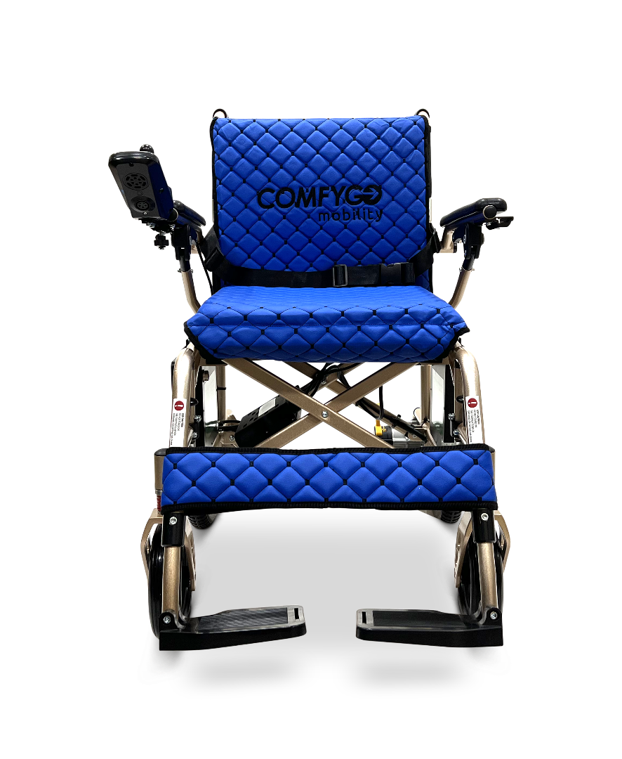 ComfyGo X-7 Lightweight Foldable Electric Wheelchair  - Only 40 lbs Blue