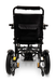 Rear view of a ComfyGo MAJESTIC IQ-9000 Auto Folding Electric Wheelchair in black, equipped with the advanced AR digital joystick controller and silent brushless motors. The wheelchair features two large wheels, a handlebar, and a storage pocket on the back of the seat, highlighting intricate mechanical details and robust construction.