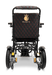 The image showcases the ComfyGo MAJESTIC IQ-9000 Auto Folding Electric Wheelchair, featuring a sleek black design with red stitching and the brand name "Majestic" on the backrest. It is equipped with brushless silent motors and a digital joystick controller, complemented by large rear wheels and smaller front wheels to enhance mobility and comfort.