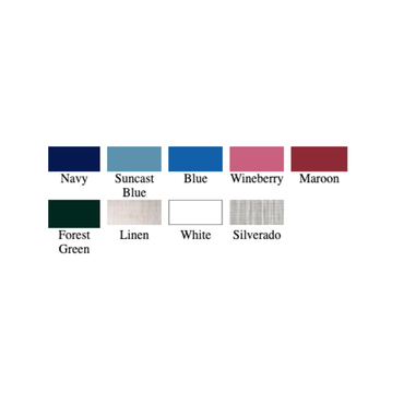 Ten color swatches with labels—including Navy, Suncast Blue, and Wineberry—are displayed above each name. Customize your IPU Bariatric PVC Reclining Shower Chair for assisted bathing with up to 650 lb capacity.