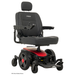 A black and red Pride Mobility Jazzy® EVO 614 HD Bariatric Powerchair with ATX Suspension, armrests, joystick control, padded seat, and headrest offers superior comfort and heavy-duty mobility assistance. The Pride logo appears on the seat back.