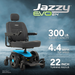 A Pride Mobility Jazzy® EVO 614 HD Bariatric Powerchair with ATX Suspension is shown, featuring heavy-duty mobility, 300 lb. capacity, 4.4 mph top speed, 22-inch turning radius, and FDA Class II Medical Device indicated below.
