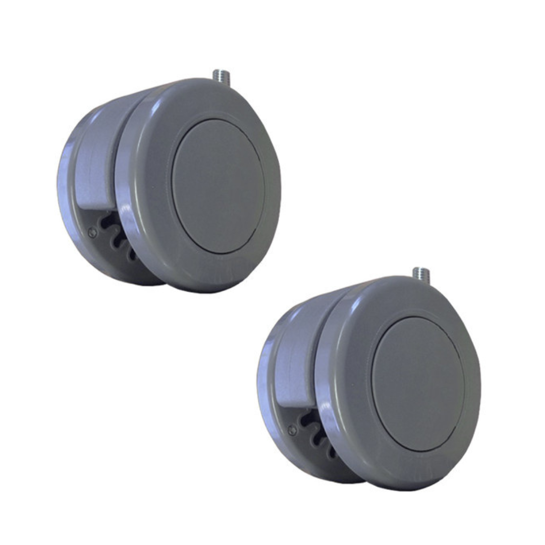 Two Joerns Swivel Casters for Patient Lifts with threaded stems are shown against a white background, ideal as replacement parts.