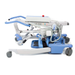 The Joerns Hoyer Journey® Sit-To-Stand Folding Electric Patient Lift is shown folded and compact, featuring wheels, handles, a control panel, and support bars—ideal for patient transfer, caregiver efficiency, and mobility assistance.