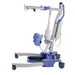 The Joerns Hoyer Journey® Sit-To-Stand Folding Electric Patient Lift is a portable stand aid with wheels, arm supports, padded knee rests, adjustable sling attachment, and comes in white and blue for efficient assisted transfers.