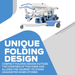 The Joerns Hoyer Journey® Sit-To-Stand Folding Electric Patient Lift features a compact, foldable design for easy storage and portability. Its blue and white color scheme aids caregiver efficiency, enabling users to stand unassisted when stored.