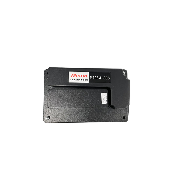 Image of a black electronic device labeled Micon M7084-SSS in Chinese, designed as an accessory for the Journey Air Elite Powerchair. The rectangular device features corner mounting holes.