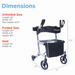 The Journey UPWalker® EZ Lite Rollator features a detailed diagram of its lightweight design for improved mobility. Unfolded: 29L x 25W x max height 43.5. Folded: 29L x 8.5W x 40H. Seat size is 18L x 10W, and the brand UPWalker is prominently marked on it.