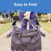 A person folds a Journey UPWalker® Lite Upright Rolling Walker Rollator, weighing just 15 lbs, on an outdoor path, demonstrating an efficient mobility solution. Text overlay reads Easy to Fold.