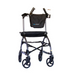 The Journey UPWalker® Original Upright Rolling Walker Rollator in black offers upright walking support with four wheels, hand brakes, front storage pouch, and a right-side cup holder.