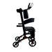 The Journey UPWalker Premium Lite V2 Upright Rolling Walker boasts a sleek side profile with improved wheels and motion-activated lights. This black walker includes four wheels, handlebars, a seat, hand brakes, and a small storage pouch for convenience in its compact design.