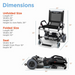 Diagram of the Journey Zinger® Folding Powerchair—FAA Approved and weighing only 49 lbs. Dimensions: Unfolded - 31 L x 25 W x 35 H, arm rails at 25. Folded - 36 L x 25” W x 13” H. Seat - Width:16.5, Floor to seat height:19, Depth:15.