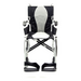 The Karman Ergo Flight Ultra Lightweight Ergonomic Transport Chair features a sleek black and silver frame, an ergonomic gray seat and backrest, comfortable footrests and armrests. Compact and foldable, its ideal for easy transport and storage.